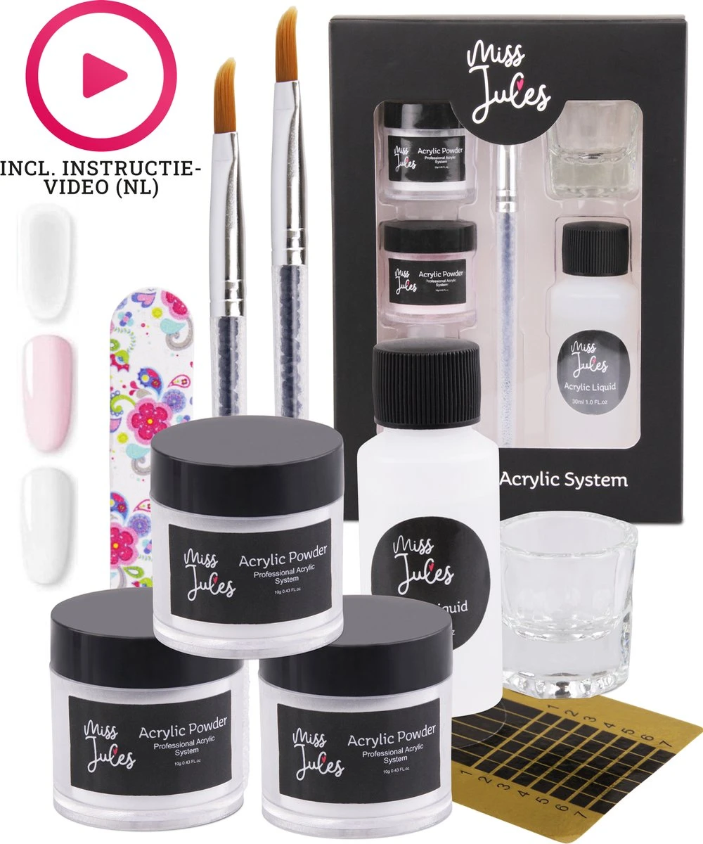 Miss Jules - Acryl Nagels Starterspakket - Wit, Roze & Transparant - Professionele Kunstnagels Miss Jules - Acryl Nagels Starterspakket - Wit, Roze & Transparant - Professionele Kunstnagels -Nagelbenodigdheden 1000x1200 4