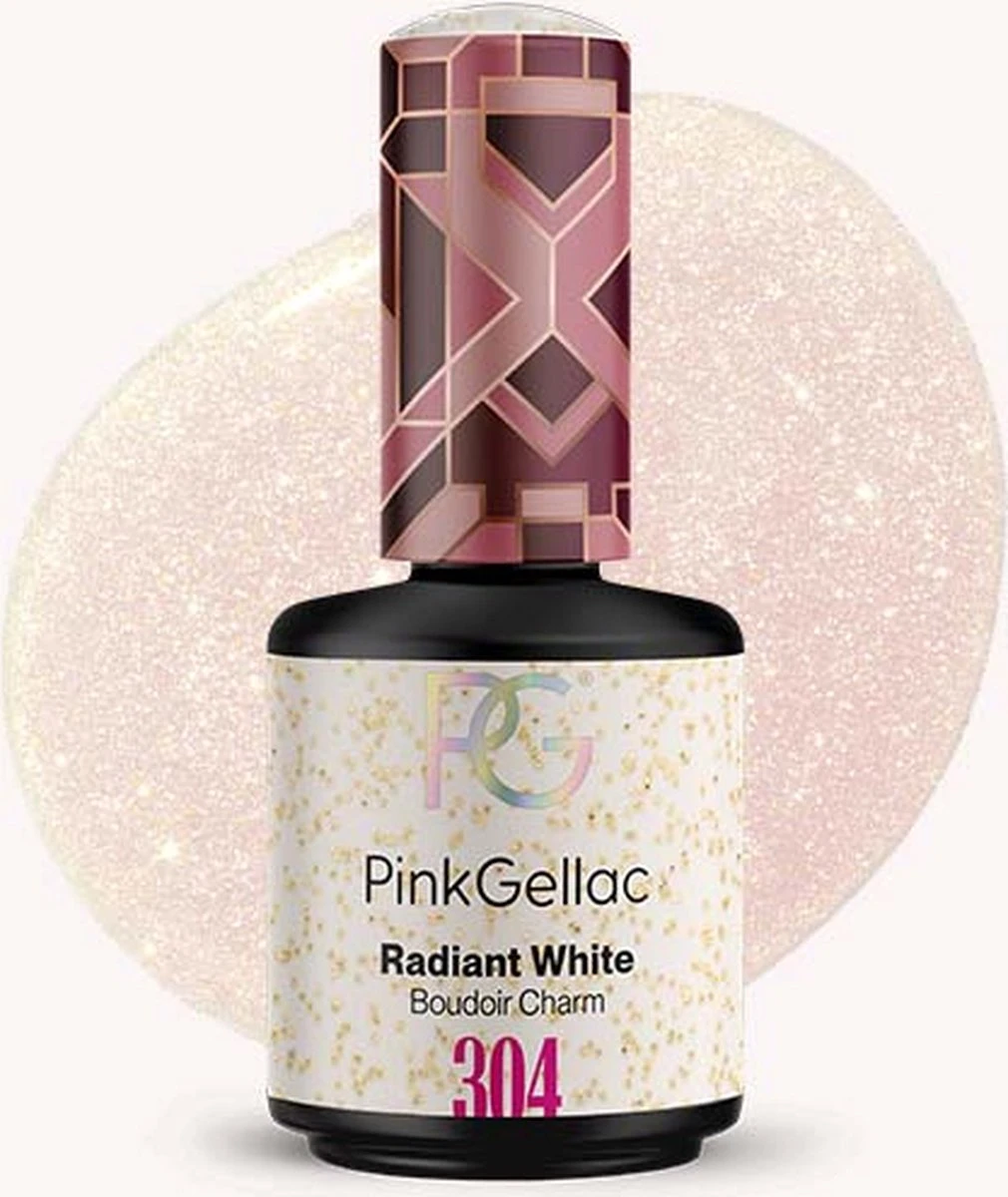 Pink Gellac - Radiant White - Gellak - Vegan - Wit - Glitter Finish - 15 Ml
