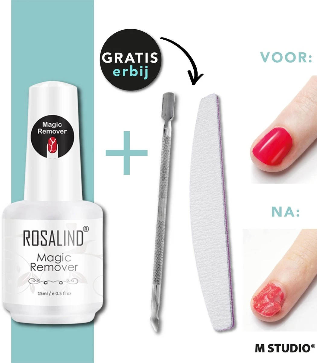 Rosalind Gellak Remover - 15ml - met Nagelvijl en Bokkenpootje Rosalind Gellak Remover - 15ml - Met Nagelvijl En Bokkenpootje -Nagelbenodigdheden