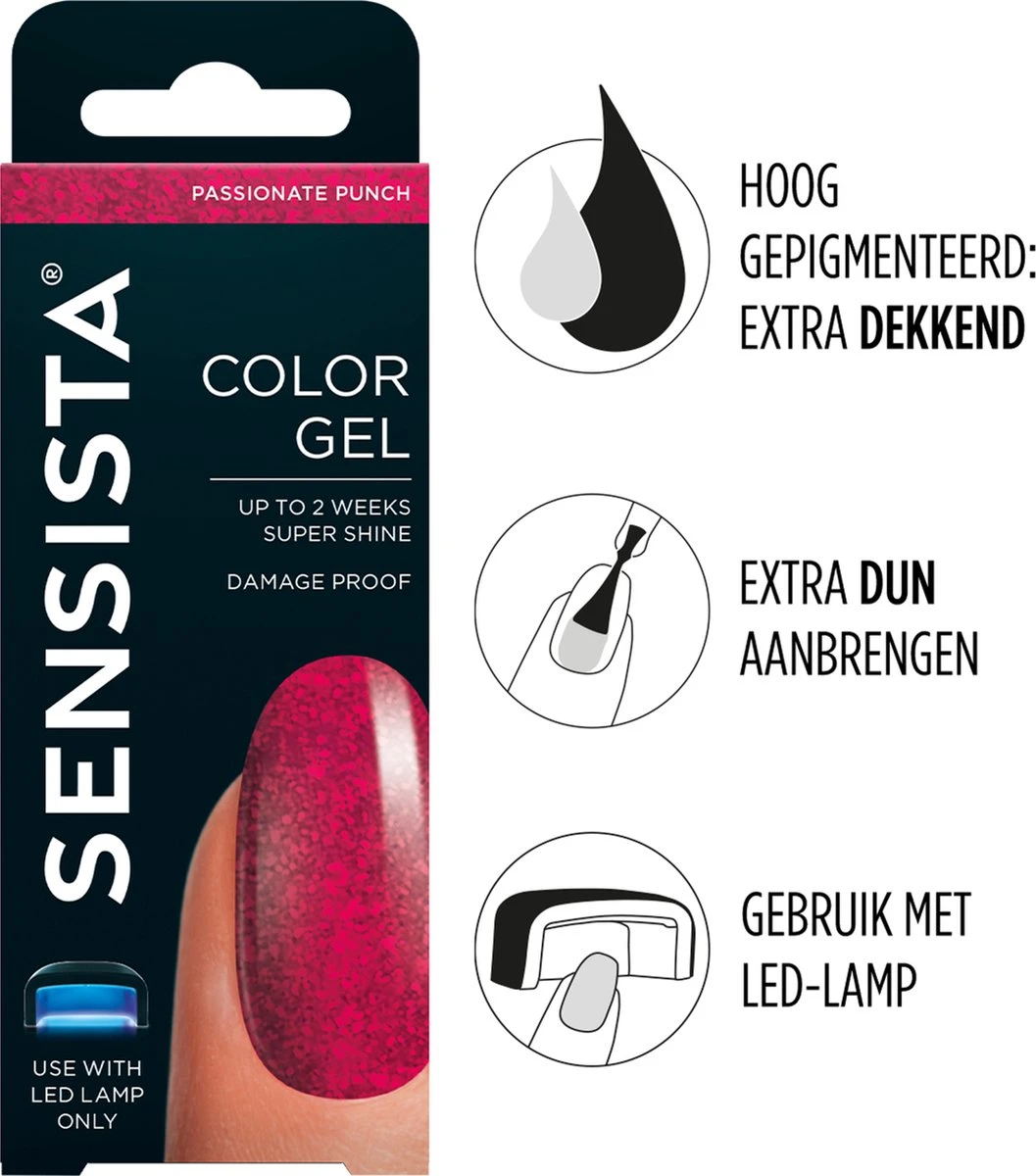Sensista Color Gel Passionate Punch - Rood/roze glitter Sensista Color Gel Passionate Punch - Rood/roze Glitter -Nagelbenodigdheden