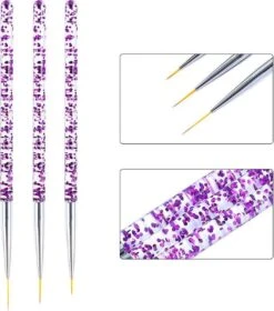 GUAPÀ - Nail Art Penselen Set Paars - 3 Stuks - High Quality Gel & Nail Art Brush -Nagelbenodigdheden 1059x1200