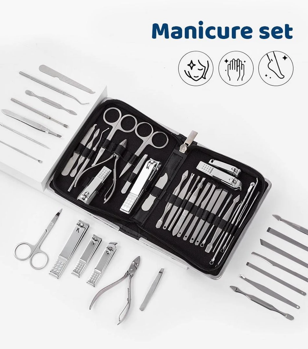 NCPS Professionele Manicure Set / Pedicure Set | 26-Delig | Opbergetui | Reisset | Nagelschaar | Nagelknipper | Nagelverzorging | Voor Mannen en Vrouwen | Zwart NCPS Professionele Manicure Set / Pedicure Set | 26-Delig | Opbergetui | Reisset | Nagelschaar | Nagelknipper | Nagelverzorging | Voor Mannen En Vrouwen | Zwart -Nagelbenodigdheden 1060x1200 1