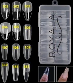 Royala 182 - Waterdrop Half Frosted - Full Cover - Nageltips - Nepnagels - Plaknagels - In Assortimentsbox - 120 Stuks 12 Maten - Voor Gellak Acrylnagellak En PolyGel Nagels - Royala Frosted Tips Line -Nagelbenodigdheden 1063x1200 3