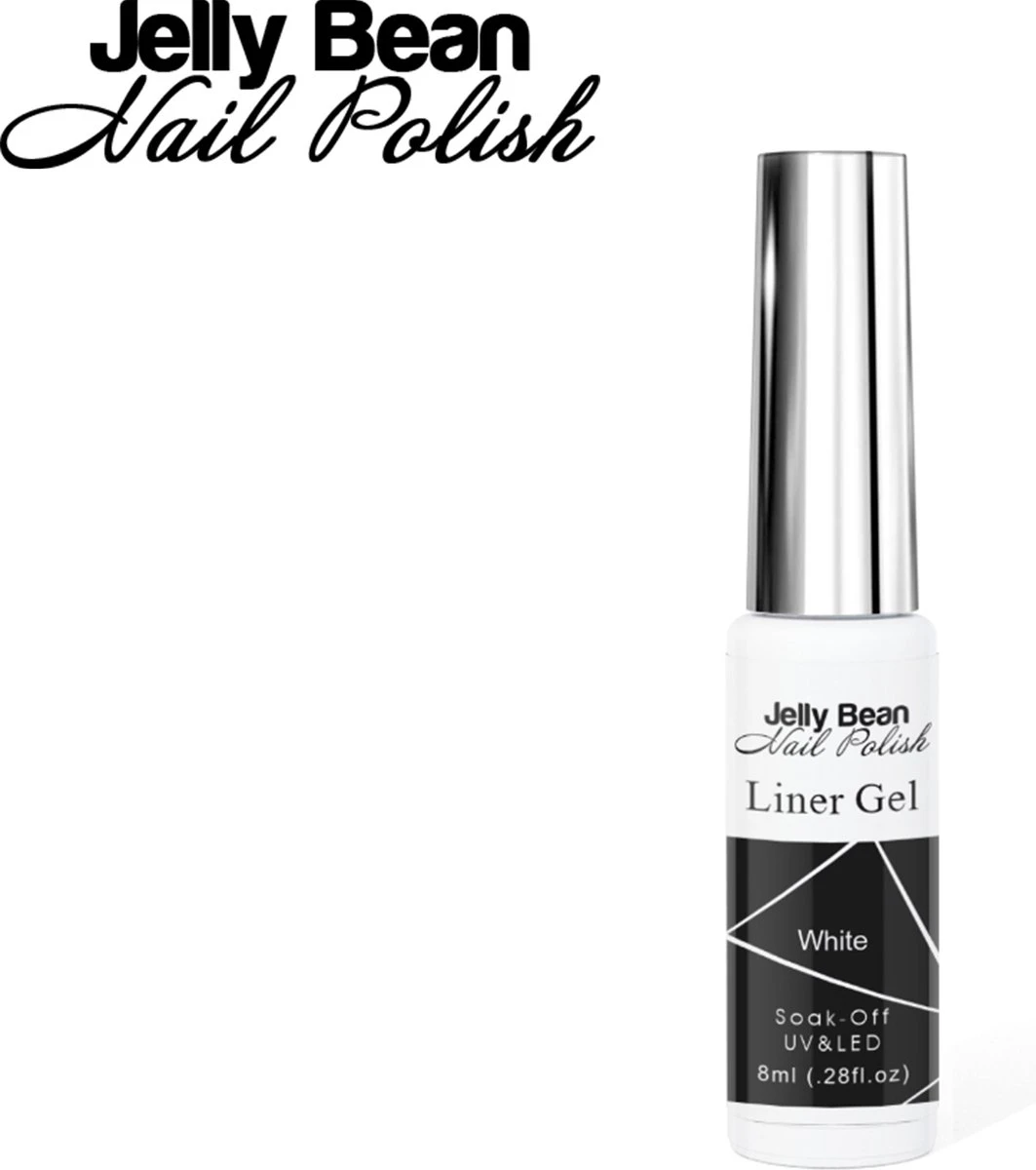 Jelly Bean Nail Polish gel liner Wit - nail art line gel White (#11) - UV gellak liner 8ml Jelly Bean Nail Polish Gel Liner Wit - Nail Art Line Gel White (#11) - UV Gellak Liner 8ml -Nagelbenodigdheden