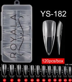 Royala 182 - Waterdrop Half Frosted - Full Cover - Nageltips - Nepnagels - Plaknagels - In Assortimentsbox - 120 Stuks 12 Maten - Voor Gellak Acrylnagellak En PolyGel Nagels - Royala Frosted Tips Line