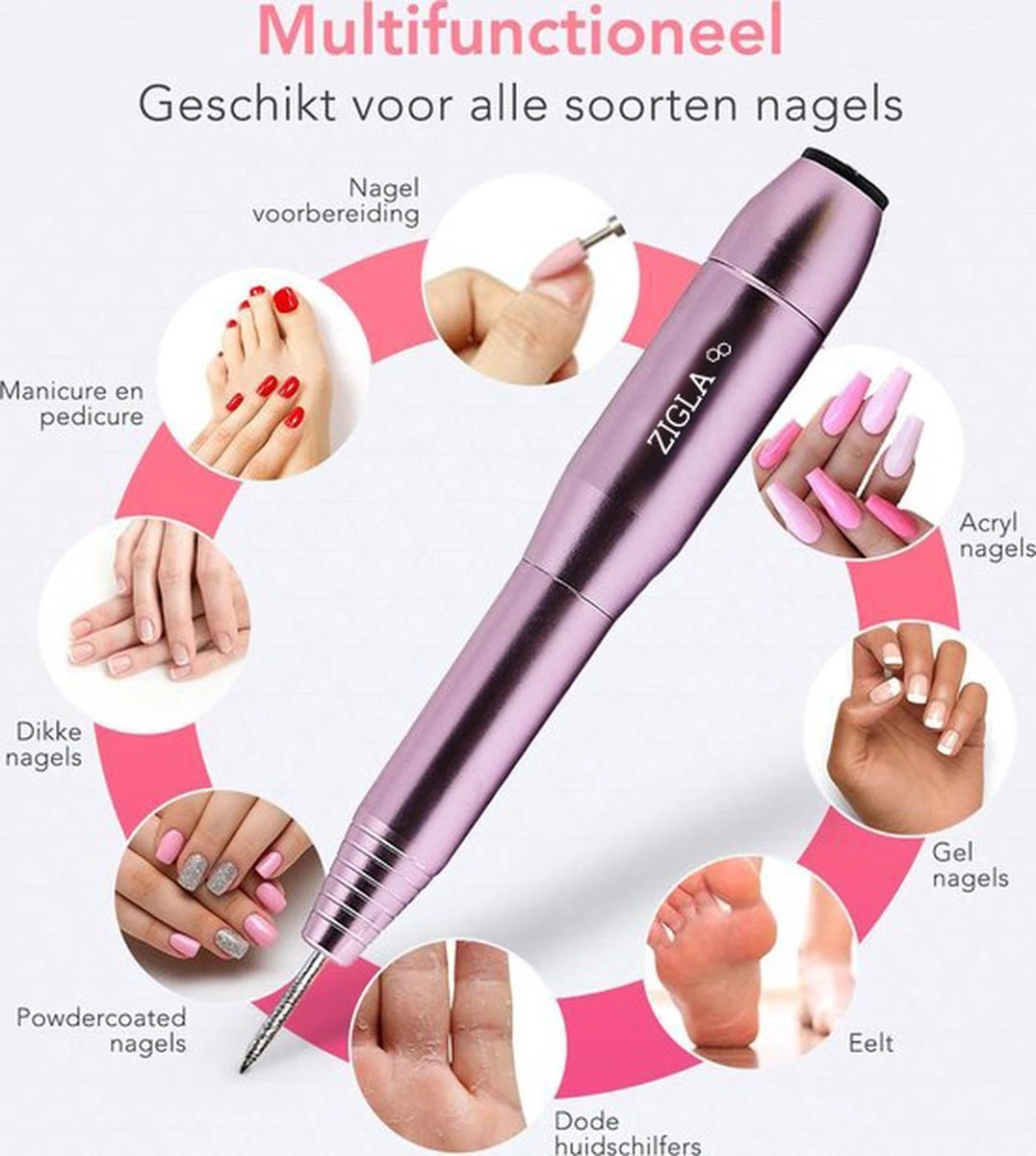 Zigla – Elektrische Nagelvijl - Nagelfrees- Manicure en Pedicure set - 6 Schuurrolletjes - 11 Opzetstukken - Rosé/Goud - vernieuwd Zigla – Elektrische Nagelvijl - Nagelfrees- Manicure En Pedicure Set - 6 Schuurrolletjes - 11 Opzetstukken - Rosé/Goud - Vernieuwd -Nagelbenodigdheden 1076x1200 1