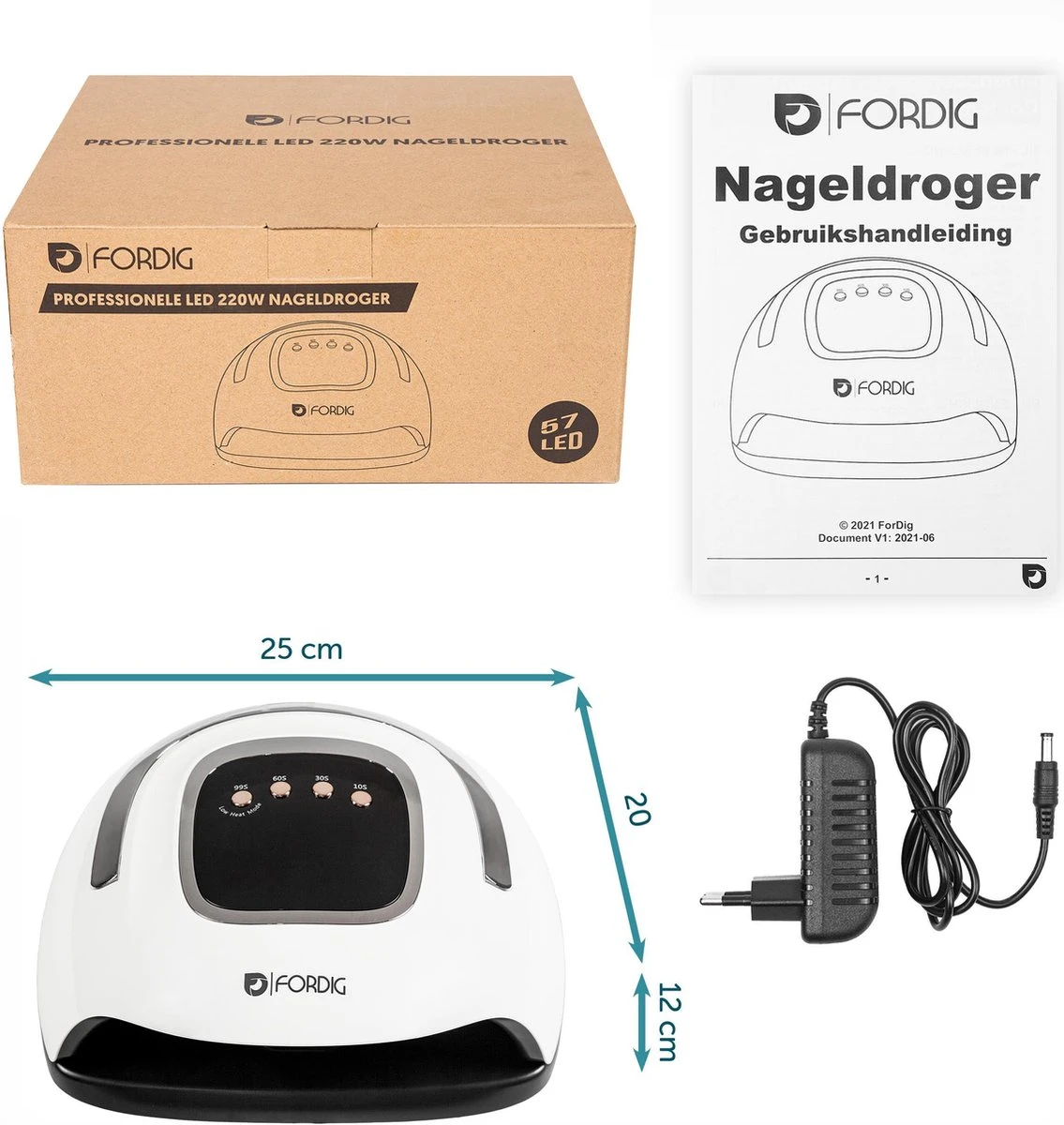ForDig 220W Professionele Nageldroger voor Gel Nagels - Nagellak Droger met UV LED Lamp en Timer voor Gelnagels - Nageldrogerlamp met 57 LED Lampjes voor Nagel Gellak - Geschikt voor Manicure en Pedicure - Nagellakdroger Hard Gelpolish Builder ForDig 220W Professionele Nageldroger Voor Gel Nagels - Nagellak Droger Met UV LED Lamp En Timer Voor Gelnagels - Nageldrogerlamp Met 57 LED Lampjes Voor Nagel Gellak - Geschikt Voor Manicure En Pedicure - Nagellakdroger Hard Gelpolish Builder -Nagelbenodigdheden