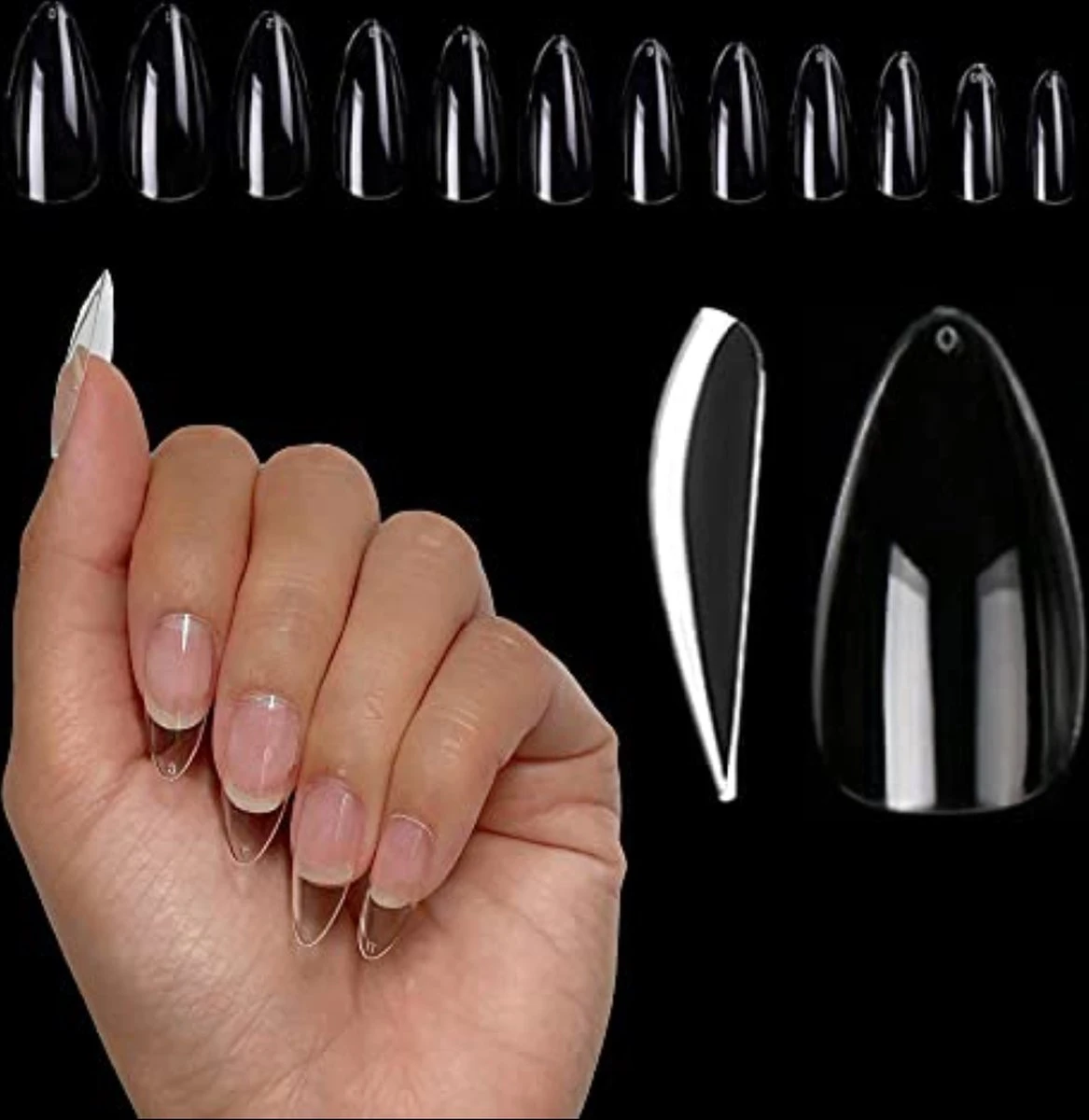 Knapzeker Gelly Tips Medium Almond 500 Stuks 12 maten - plaknagels met lijm in Doos + Knapzeker nagelvijl 100/180 - transparant nageltips full cover voor acryl - gel nails- nepnagels soak off Knapzeker Gelly Tips Medium Almond 500 Stuks 12 Maten - Plaknagels Met Lijm In Doos + Knapzeker Nagelvijl 100/180 - Transparant Nageltips Full Cover Voor Acryl - Gel Nails- Nepnagels Soak Off -Nagelbenodigdheden