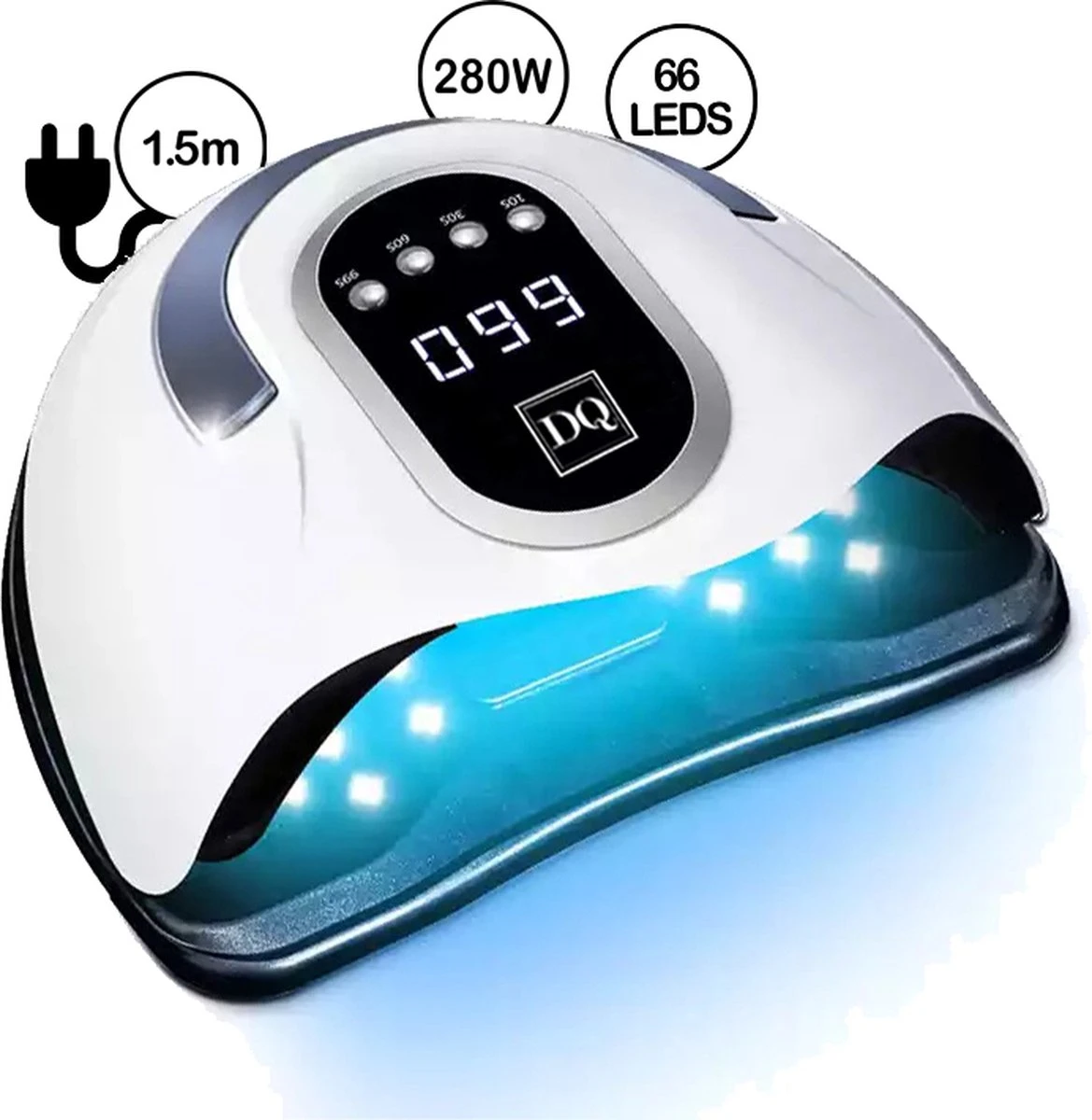 DANIQQI - 280W UV LED lamp nagels - 66 LEDS - UV - Led - Nagellamp - Extra Lang Snoer 150 cm - wit- Moederdag - Ovalen display DANIQQI - 280W UV LED Lamp Nagels - 66 LEDS - UV - Led - Nagellamp - Extra Lang Snoer 150 Cm - Wit- Moederdag - Ovalen Display -Nagelbenodigdheden 1169x1200 2