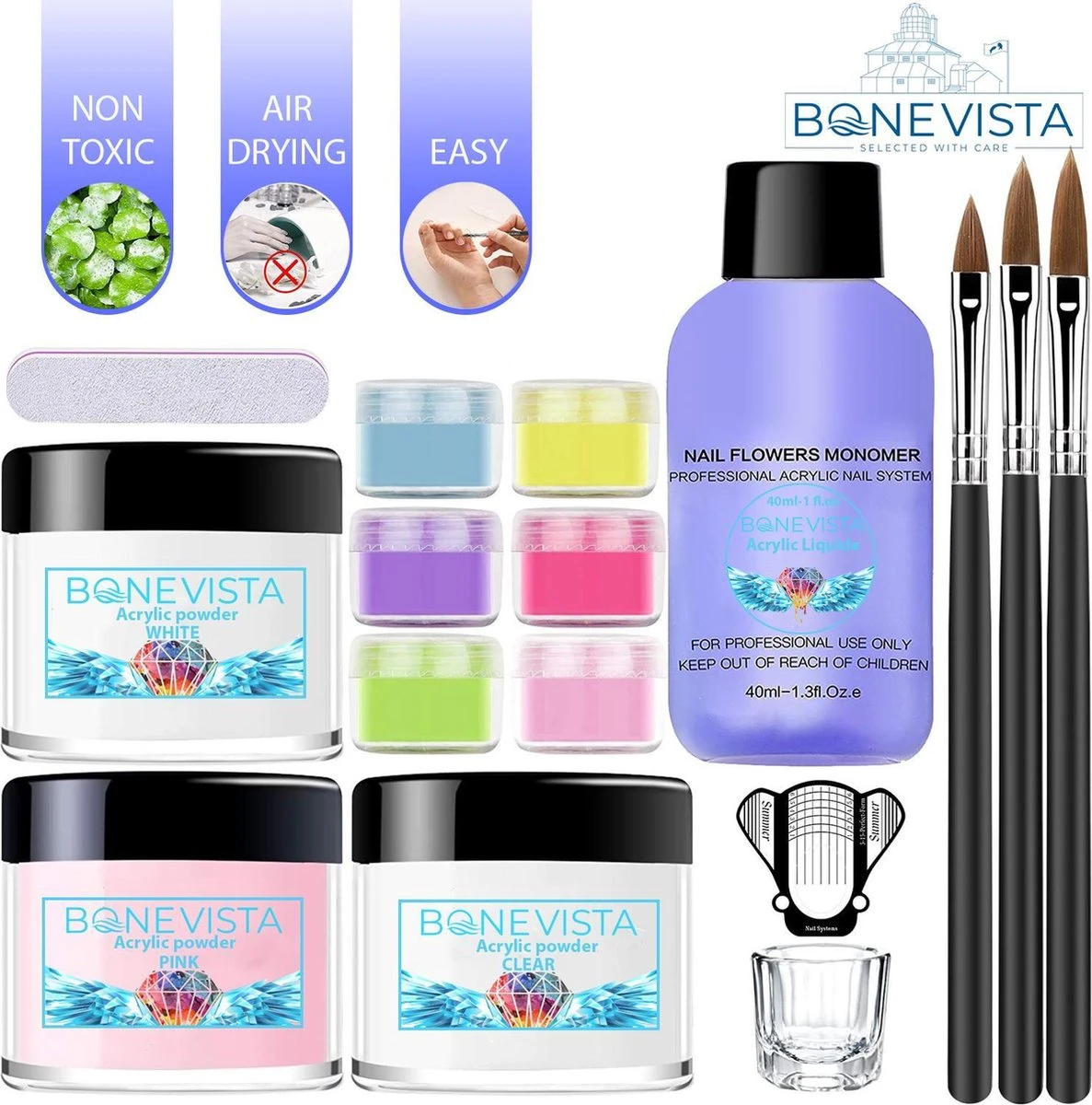 Bone Vista® Acryl Nagels Starterspakket - Wit, Roze & Transparant - Professionele Kunstnagels Bone Vista® Acryl Nagels Starterspakket - Wit, Roze & Transparant - Professionele Kunstnagels -Nagelbenodigdheden 1187x1200 3
