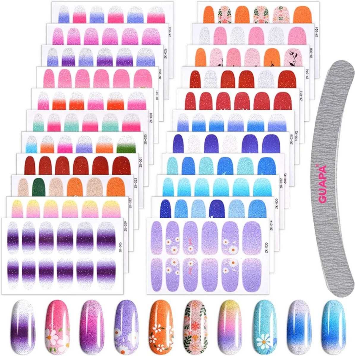 GUAPÀ® Nagelstickers & Nail wraps - Nail Art - Nagel Folie - Glitter Stickers - Nagelstickers bloem - Nagellak Stickers - 22 Nail Art stickervellen GUAPÀ® Nagelstickers & Nail Wraps - Nail Art - Nagel Folie - Glitter Stickers - Nagelstickers Bloem - Nagellak Stickers - 22 Nail Art Stickervellen -Nagelbenodigdheden 1195x1200 8