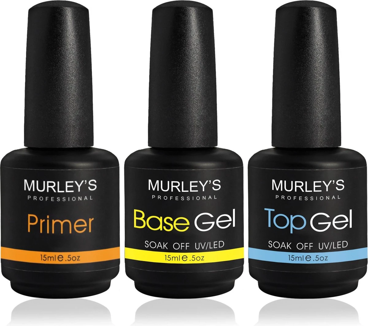 MURLEY’s Primer Base Coat Top Coat 3 in 1 Set voor Gellak Polygel Acryl Basecoat & Topcoat - 3x 15ml - Gel Nagellak - Gelnagellak - UV / LED Lamp Gelnagels MURLEY’s Primer Base Coat Top Coat 3 In 1 Set Voor Gellak Polygel Acryl Basecoat & Topcoat - 3x 15ml - Gel Nagellak - Gelnagellak - UV / LED Lamp Gelnagels -Nagelbenodigdheden