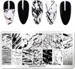 Nail Art Stempel Plaat - French Manicure - Nagellak Acryl - Marmer Patroon Sjabloon