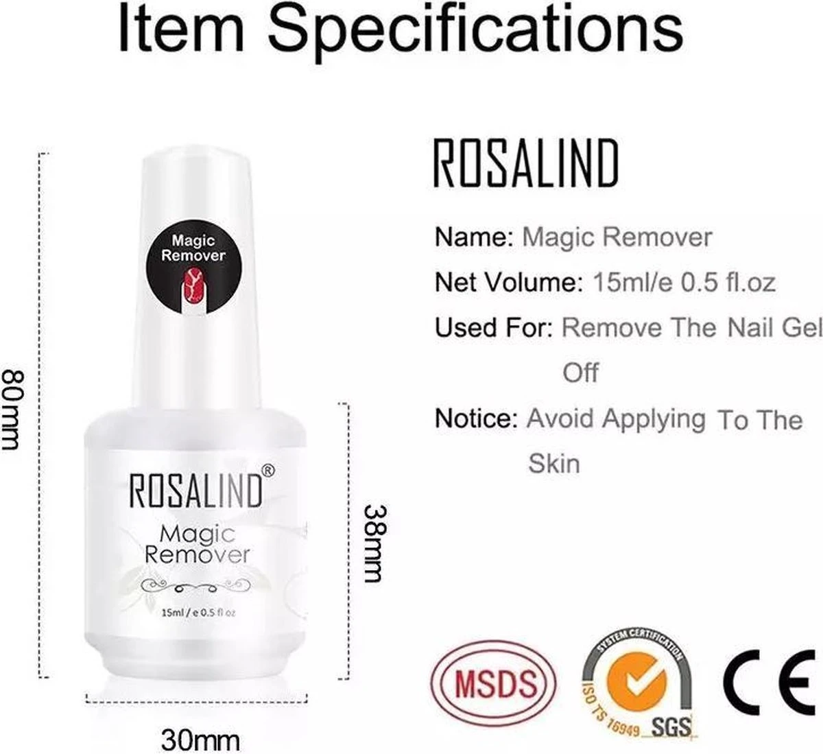 Rosalind Magische Gellak Remover Set - Inclusief Gratis Bokkenpootje + Vijl - 15 ml Nail Polish Remover Rosalind Magische Gellak Remover Set - Inclusief Gratis Bokkenpootje + Vijl - 15 Ml Nail Polish Remover -Nagelbenodigdheden