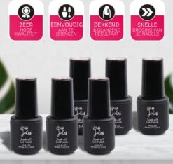 Miss Jules - 6-Delige Gellak Starterspakket - Nagellak - Kleur Rood, Zwart & Glitter - Glanzend & Dekkend Resultaat -Nagelbenodigdheden 1200x1138 1