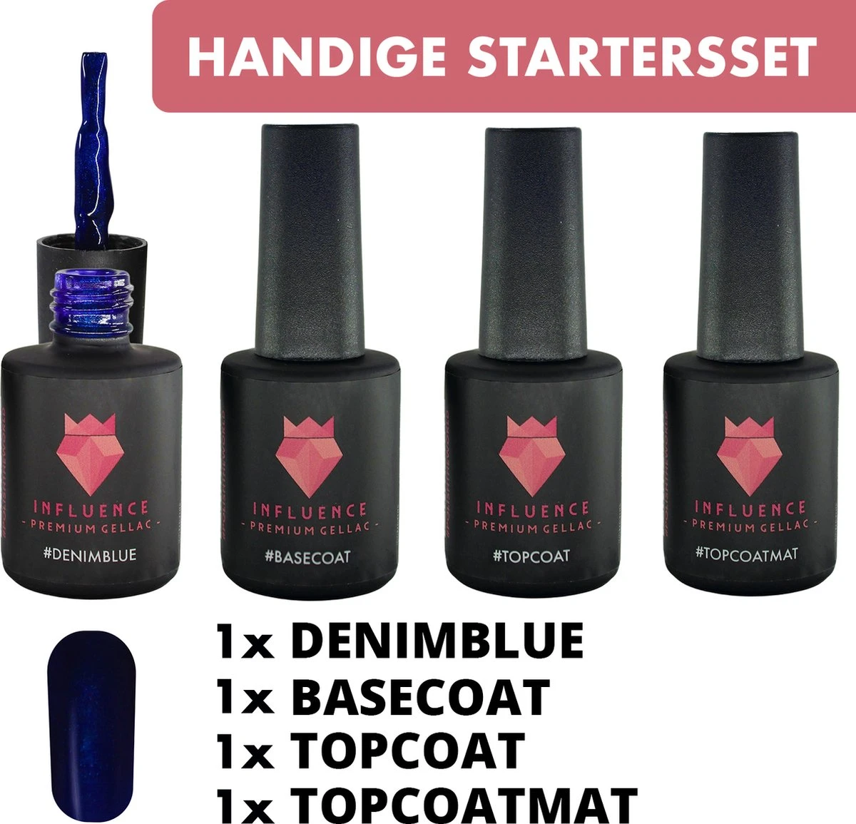 #DENIMBLUESERIE - Influence Gellac - Blauwe gellak - Gellak blauw UV - UV gellak - Gel nagellak - Basecoat - Topcoat - Topcoatmat - No wipe - Startersset - Kado Vrouw - Valentijns cadeau - Kado voor haar - 4 x 10 ml #DENIMBLUESERIE - Influence Gellac - Blauwe Gellak - Gellak Blauw UV - UV Gellak - Gel Nagellak - Basecoat - Topcoat - Topcoatmat - No Wipe - Startersset - Kado Vrouw - Valentijns Cadeau - Kado Voor Haar - 4 X 10 Ml -Nagelbenodigdheden 1200x1155 3
