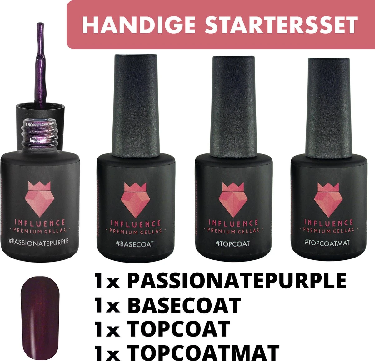 #PASSIONATEPURPLESERIE - Influence Gellac - Paarse gellak - Gellak UV - UV gellak - Gel nagellak - Basecoat - Topcoat - Topcoatmat - No wipe - Startersset - Kado Vrouw - Valentijns cadeau - Kado voor haar - 4 x 10 ml #PASSIONATEPURPLESERIE - Influence Gellac - Paarse Gellak - Gellak UV - UV Gellak - Gel Nagellak - Basecoat - Topcoat - Topcoatmat - No Wipe - Startersset - Kado Vrouw - Valentijns Cadeau - Kado Voor Haar - 4 X 10 Ml -Nagelbenodigdheden 1200x1155 4