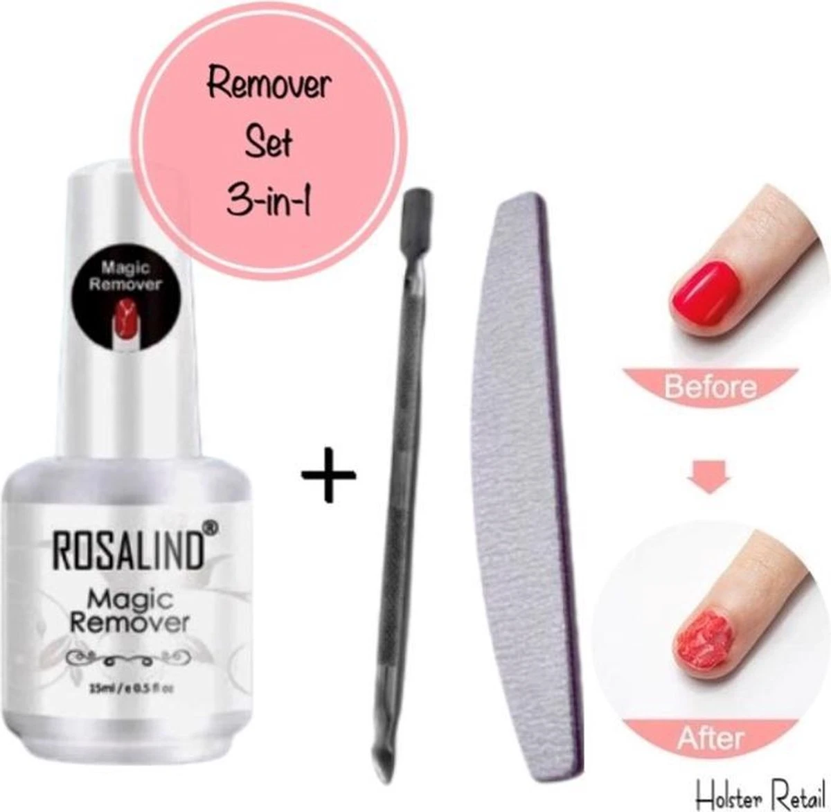 Rosalind Magische Gellak Remover Set - Inclusief Gratis Bokkenpootje + Vijl - 15 ml Nail Polish Remover Rosalind Magische Gellak Remover Set - Inclusief Gratis Bokkenpootje + Vijl - 15 Ml Nail Polish Remover -Nagelbenodigdheden 1200x1172 3