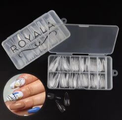 Royala 109 - Oval Almond Binnen En Buiten Full Frosted - Full Cover - Nageltips - Nepnagels - Plaknagels - In Assortimentsbox - 120 Stuks 12 Maten - Voor Gellak Acrylnagellak En PolyGel Nagels - Royala Frosted Tips Line -Nagelbenodigdheden 1200x1180 3