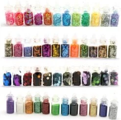 48 Potjes Glitter / Decoratie Voor Nail Art / Knutselen - Sparkolia Glitters Nagel Decoratie Set- 3D Nail Art Voor Gellak, Acryl Of Nagellak - Glitter, Poeder, Holografisch, Vlokken, Pailletten, Shimmer, Rhinestone - Verschillende Kleuren -Nagelbenodigdheden 1200x1189 9