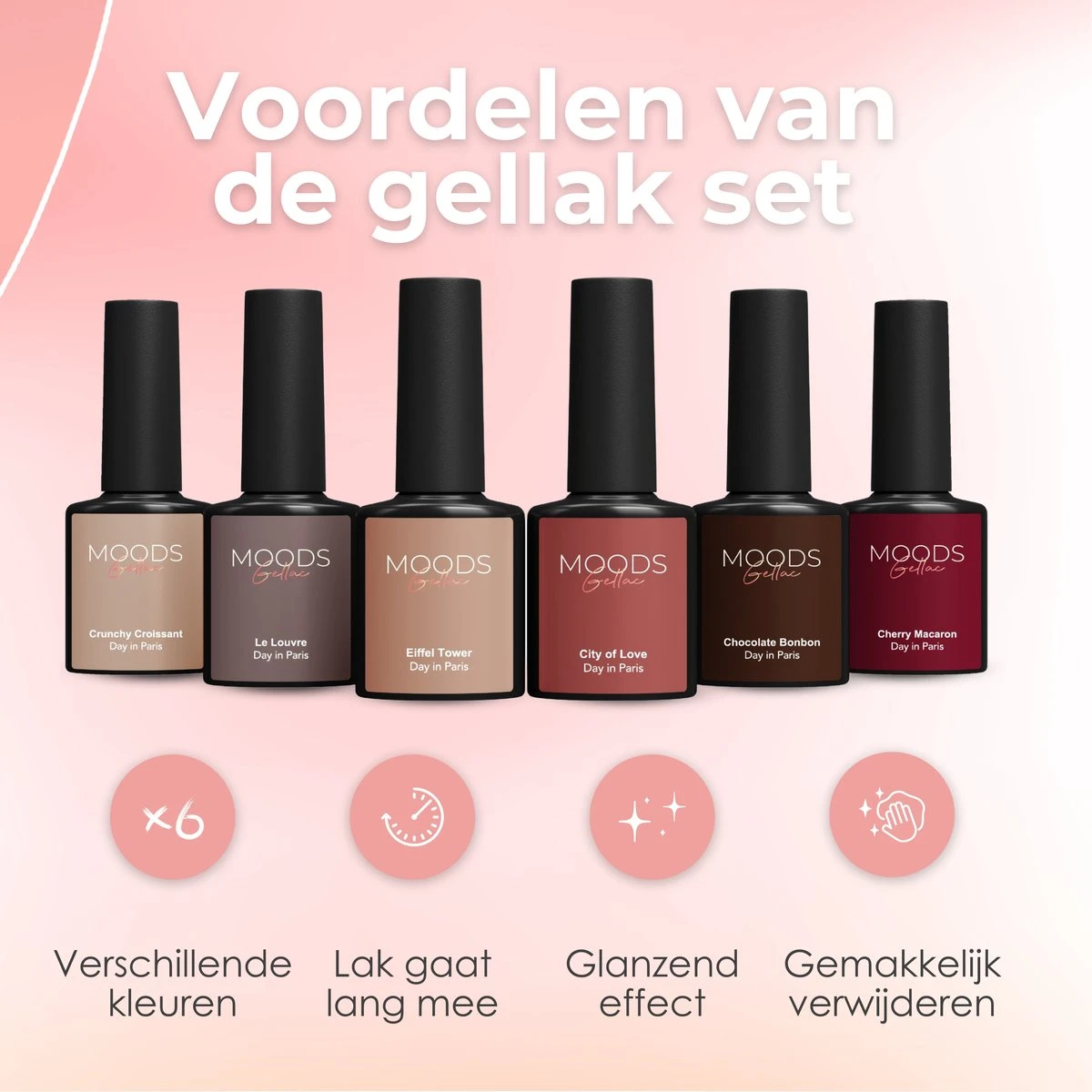 Moods Gellac 6-delige Set - Gel Nagellak - 8ML - Day in Paris - Gellac - Nagels - Gellak Starterspakket - Caramel Kleuren Moods Gellac 6-delige Set - Gel Nagellak - 8ML - Day In Paris - Gellac - Nagels - Gellak Starterspakket - Caramel Kleuren -Nagelbenodigdheden 1200x1200 169