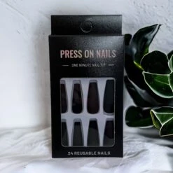 Merkloos Press On Nails - Nep Nagels – Zwart - Matte - Coffin - Manicure - Plak Nagels - Kunstnagels Nailart – Zelfklevend -Nagelbenodigdheden 1200x1200 301