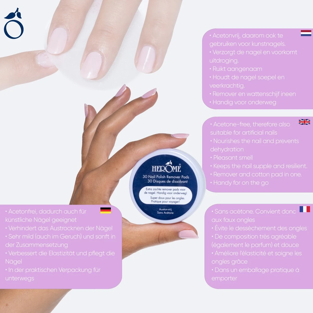 Herome Nagellakremover pads - Nagellakverwijderaar Pads - Acetonvrij, Mild Reinigend en Droogt Niet Uit - handig voor onderweg Travelsize- 30 pads Herome Nagellakremover Pads - Nagellakverwijderaar Pads - Acetonvrij, Mild Reinigend En Droogt Niet Uit - Handig Voor Onderweg Travelsize- 30 Pads -Nagelbenodigdheden 1200x1200 342