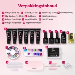 Miss Jules® Luxe Complete Polygel Kit - Polygel Nagels Starterspakket - 6 Kleuren - Perfecte Combinatie Gellak & Acryl - Incl. UV LED Lamp & Instructievideo (NL) -Nagelbenodigdheden 1200x1200 580