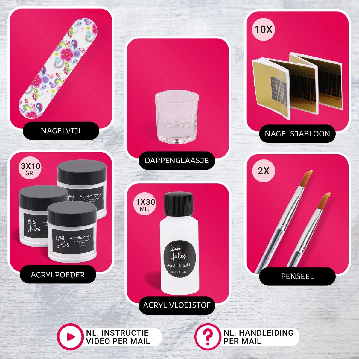 Miss Jules - Acryl Nagels Starterspakket - Wit, Roze & Transparant - Professionele Kunstnagels Miss Jules - Acryl Nagels Starterspakket - Wit, Roze & Transparant - Professionele Kunstnagels -Nagelbenodigdheden 1200x1200 703