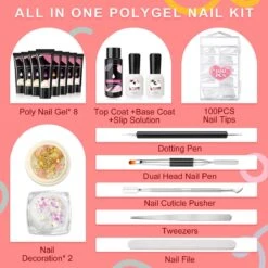 Merkloos Nepnagels - Polygel Set - 8 Kleuren - Nagels Set - Polygel Starter Set - Nagelverlenging Gel Kit - Voor Beginners - Voor DIY Salon Art Nagels -Nagelbenodigdheden 1200x1200 721