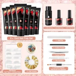 Merkloos Nepnagels - Polygel Set - Nagelverlengingsset - 8 Kleuren - Nagels Set - Temperatuurwisselgel - Lichtgevende Gel - Voor Beginners - Voor DIY Salon Art Nagels - Type A -Nagelbenodigdheden 1200x1200 734