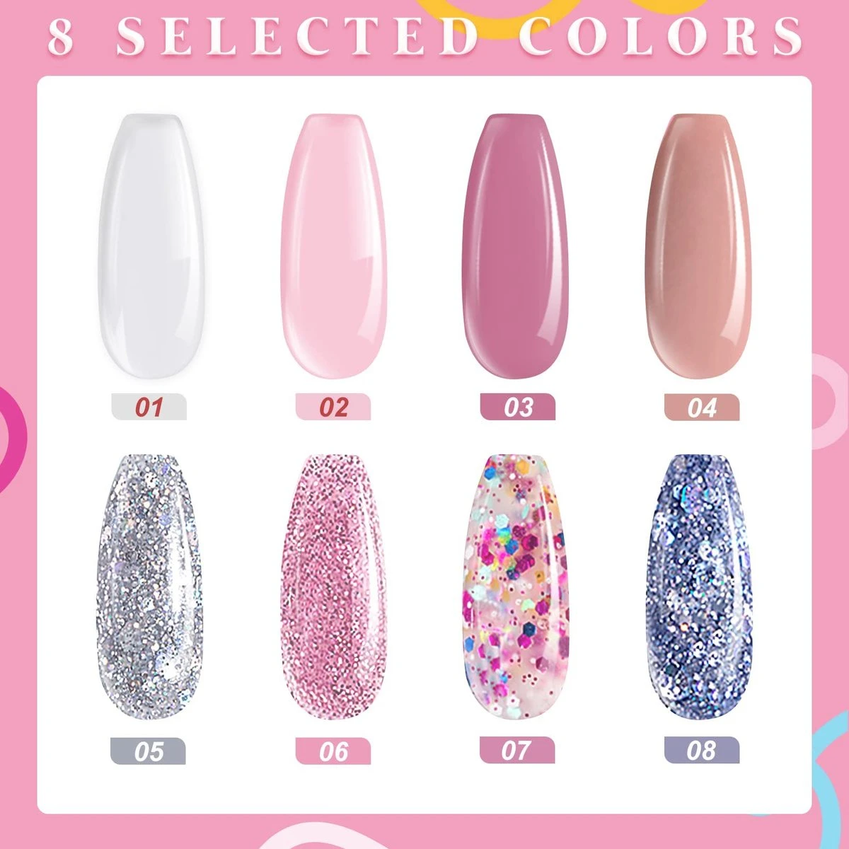 Nagels Set - 8 Kleuren - Nagels Starter Set - met toplaag, basislaag, slipoplossing, nagelverlengingsgel, gel builder - voor DIY voor beginners - beste cadeau Merkloos Nagels Set - 8 Kleuren - Nagels Starter Set - Met Toplaag, Basislaag, Slipoplossing, Nagelverlengingsgel, Gel Builder - Voor DIY Voor Beginners - Beste Cadeau -Nagelbenodigdheden 1200x1200 783