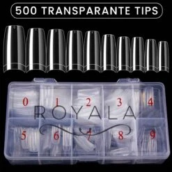 Royala Nagel Tips - French Full Cover - Kunstnagel Set - NepNagel Tips - 500 Stuks 10 Maten In Handige Tipbox - Transparant/ Clear/ Helder - Acryl En Gel In Tipbox