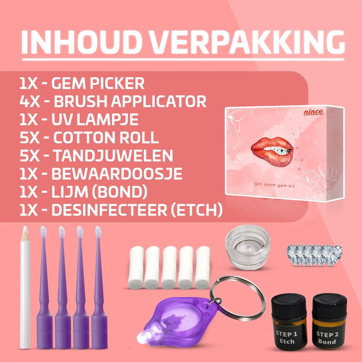 Nince DIY Tooth Gem Kit Hoogwaardig Materiaal - Wit Hart Nince DIY Tooth Gem Kit Hoogwaardig Materiaal - Wit Hart -Nagelbenodigdheden 1200x1200 854