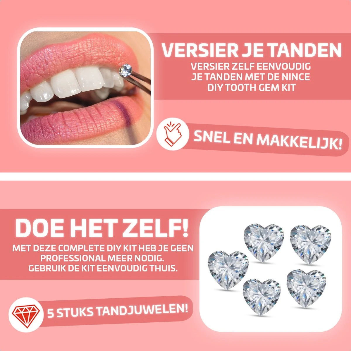 Nince DIY Tooth Gem Kit Hoogwaardig Materiaal - Wit Hart Nince DIY Tooth Gem Kit Hoogwaardig Materiaal - Wit Hart -Nagelbenodigdheden 1200x1200 855
