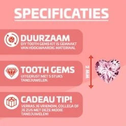 Nince DIY Tooth Gem Kit Hoogwaardig Materiaal - Lichtroze Hart -Nagelbenodigdheden 1200x1200 865