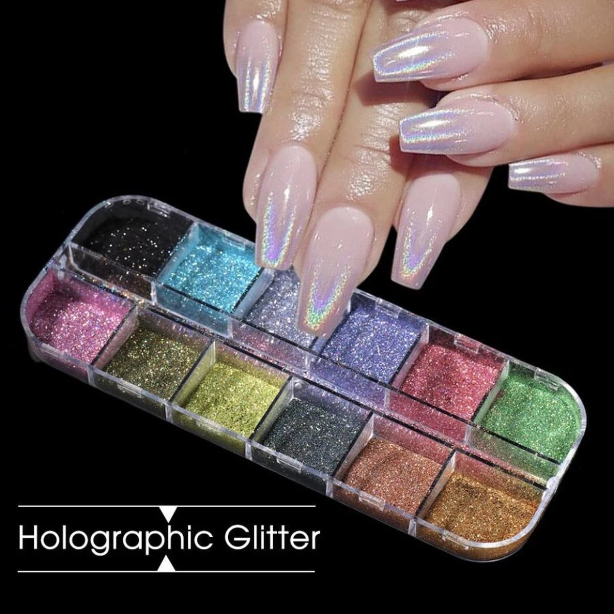 GUAPÀ - Nagel Nail Art Holografische Glitter Poeder - Diverse Kleuren - 12 stuks GUAPÀ - Nagel Nail Art Holografische Glitter Poeder - Diverse Kleuren - 12 Stuks -Nagelbenodigdheden 1200x1200 891