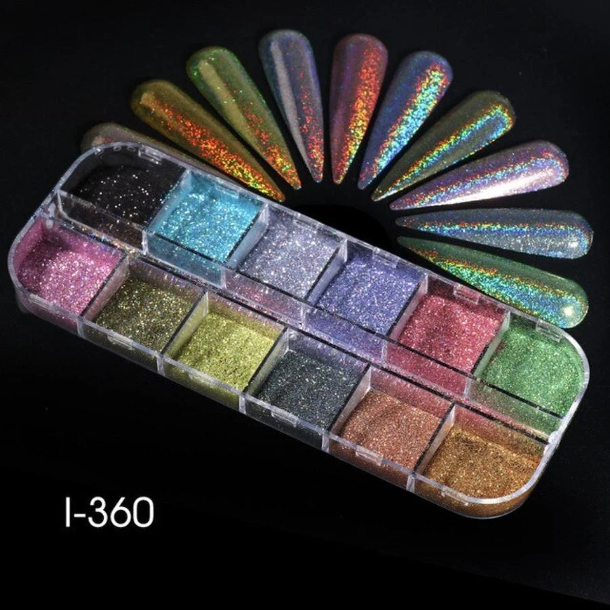GUAPÀ - Nagel Nail Art Holografische Glitter Poeder - Diverse Kleuren - 12 stuks GUAPÀ - Nagel Nail Art Holografische Glitter Poeder - Diverse Kleuren - 12 Stuks -Nagelbenodigdheden 1200x1200 892