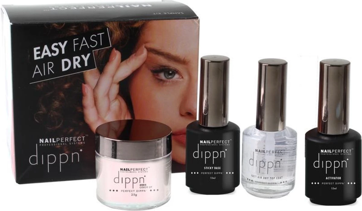 Dip poeder Starter Kit - NailPerfect - Dippn Kit (Dippn' Sticky Base 15ml, Dippn' Activator 15ml, Dippn' Fast Dry Top Coat 15ml, Dippn' 004 Cover = Zacht Roze 25 gram) Dip Poeder Starter Kit - NailPerfect - Dippn Kit (Dippn' Sticky Base 15ml, Dippn' Activator 15ml, Dippn' Fast Dry Top Coat 15ml, Dippn' 004 Cover = Zacht Roze 25 Gram) -Nagelbenodigdheden 1200x702 1