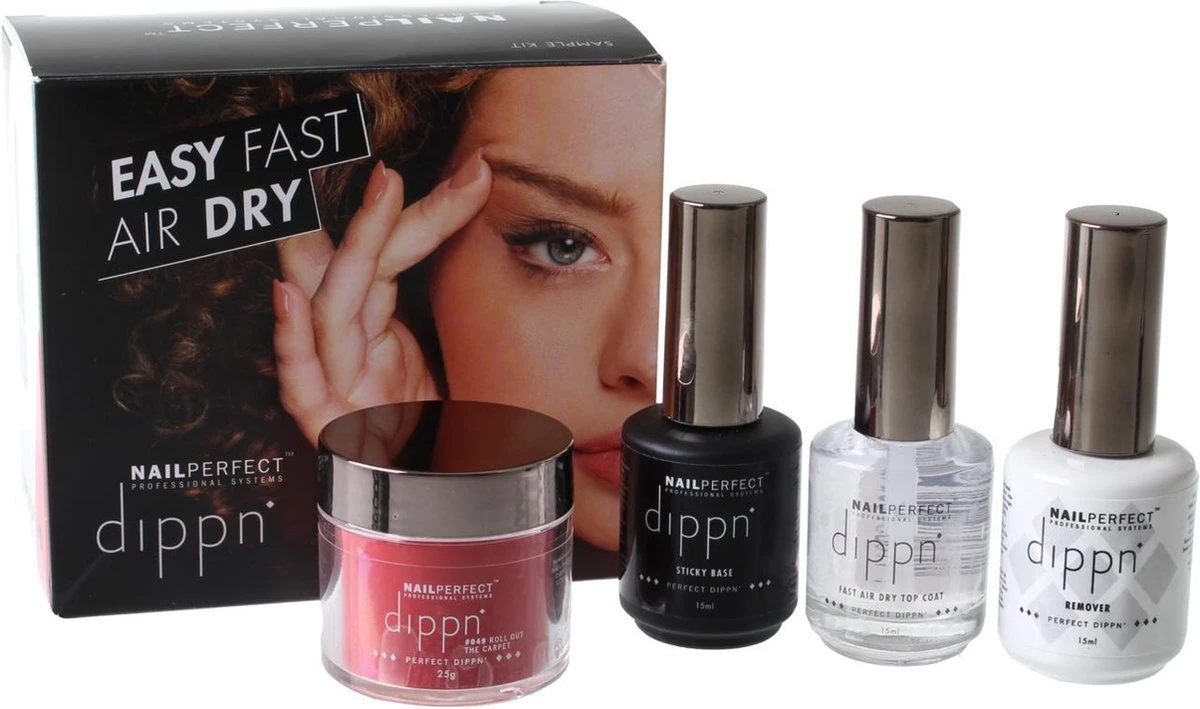 Dip poeder Starter Kit - NailPerfect - Dippn Kit (Dippn' Sticky Base 15ml, Dippn' Activator 15ml, Dippn' Fast Dry Top Coat 15ml, Dippn' 004 Cover = Zacht Roze 25 gram) Dip Poeder Starter Kit - NailPerfect - Dippn Kit (Dippn' Sticky Base 15ml, Dippn' Activator 15ml, Dippn' Fast Dry Top Coat 15ml, Dippn' 004 Cover = Zacht Roze 25 Gram) -Nagelbenodigdheden