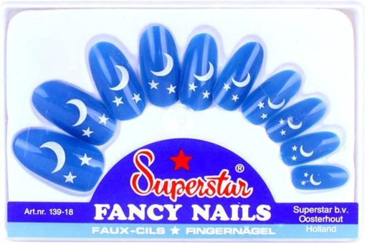 Nagels superstar Superstar blauw maan met sterren Nagels Superstar Superstar Blauw Maan Met Sterren -Nagelbenodigdheden
