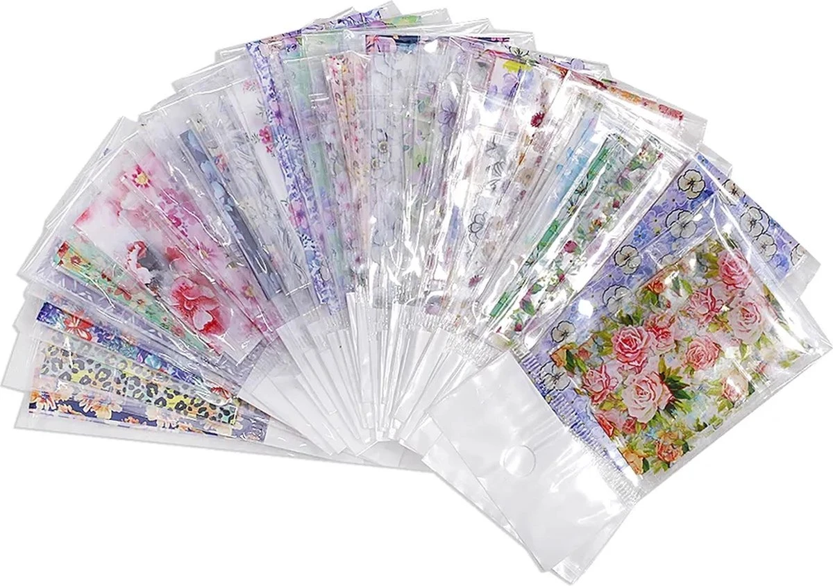 Set van 30 x Transfer nail art foil | nagel folie | bloemen design nagelfolie | voor op nagellak, UV LED gellak met transfer gel | Sparkolia Set Van 30 X Transfer Nail Art Foil | Nagel Folie | Bloemen Design Nagelfolie | Voor Op Nagellak, UV LED Gellak Met Transfer Gel | Sparkolia -Nagelbenodigdheden 1200x844 4