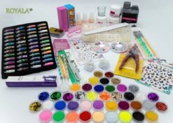 Royala - Acrylnagels Starters Pakket Large|L| 125 Delig | 94 Colors | Acryl Nagels Set | Acryl Starter Kit | Nail Art Pakket | 500 Franse Nageltips | Manicure Set Voor Nail Art Kit | Nagel Decoratie | Acryl Poeder | Acryl Vloeistof | Monomeer -Nagelbenodigdheden 1200x857