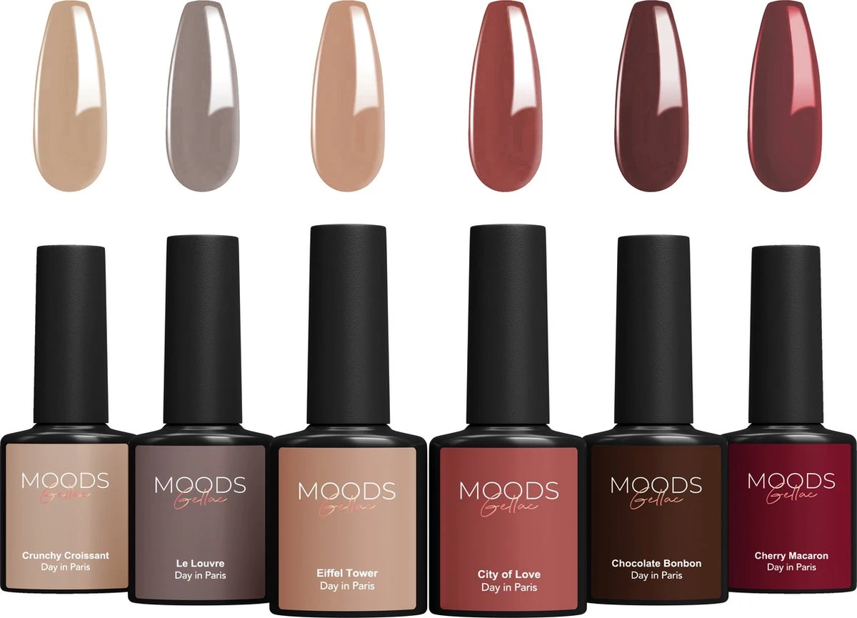 Moods Gellac 6-delige Set - Gel Nagellak - 8ML - Day in Paris - Gellac - Nagels - Gellak Starterspakket - Caramel Kleuren Moods Gellac 6-delige Set - Gel Nagellak - 8ML - Day In Paris - Gellac - Nagels - Gellak Starterspakket - Caramel Kleuren -Nagelbenodigdheden 1200x865 3