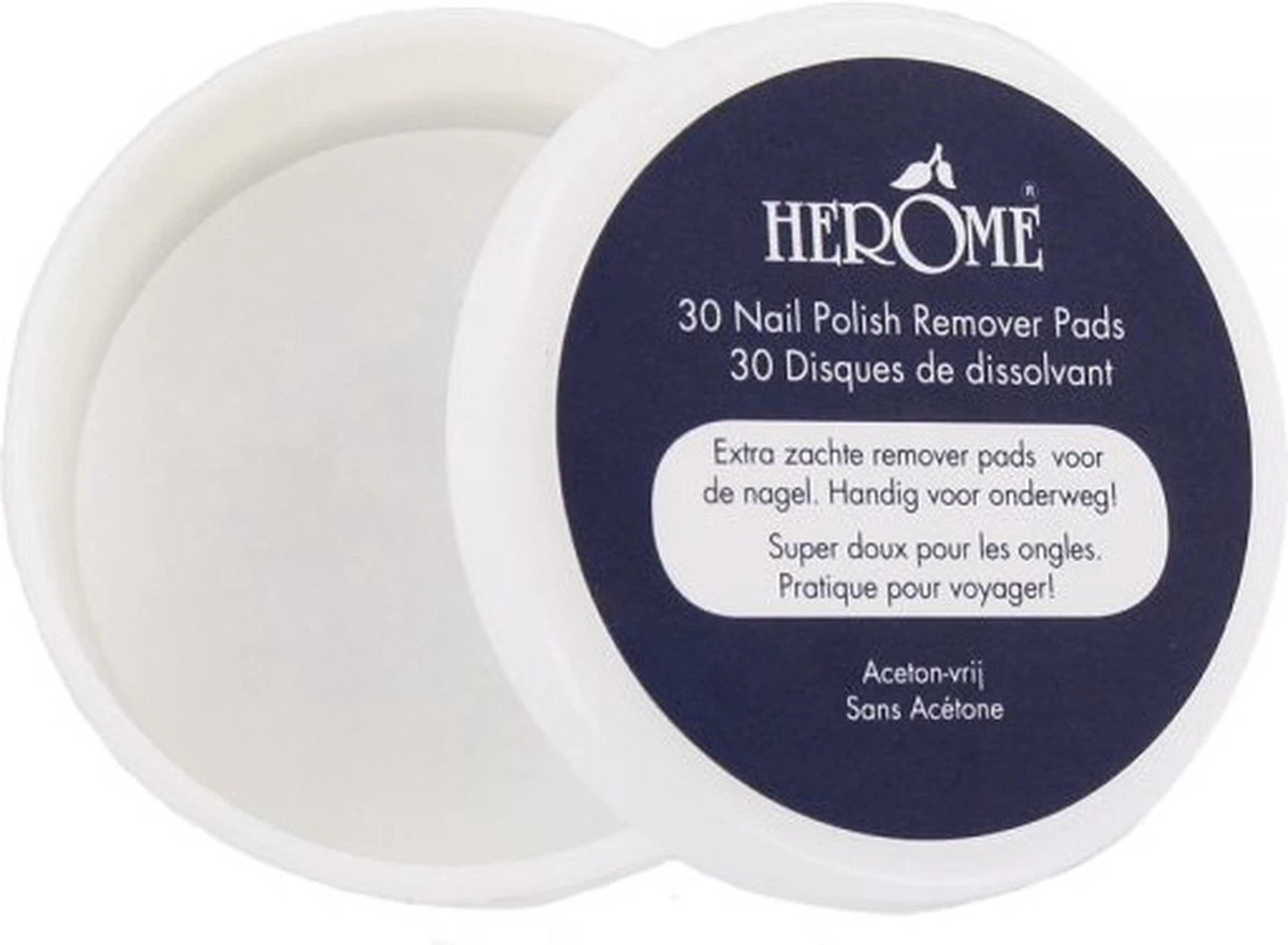 Herome Nagellakremover pads - Nagellakverwijderaar Pads - Acetonvrij, Mild Reinigend en Droogt Niet Uit - handig voor onderweg Travelsize- 30 pads Herome Nagellakremover Pads - Nagellakverwijderaar Pads - Acetonvrij, Mild Reinigend En Droogt Niet Uit - Handig Voor Onderweg Travelsize- 30 Pads -Nagelbenodigdheden
