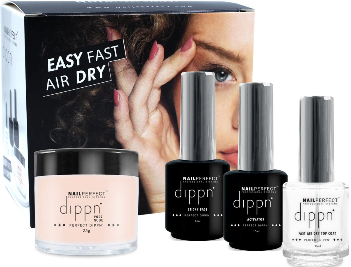 Dip poeder Starter Kit - NailPerfect - Dippn Kit (Dippn' Sticky Base 15ml, Dippn' Activator 15ml, Dippn' Fast Dry Top Coat 15ml, Dippn' 004 Cover = Zacht Roze 25 gram) Dip Poeder Starter Kit - NailPerfect - Dippn Kit (Dippn' Sticky Base 15ml, Dippn' Activator 15ml, Dippn' Fast Dry Top Coat 15ml, Dippn' 004 Cover = Zacht Roze 25 Gram) -Nagelbenodigdheden