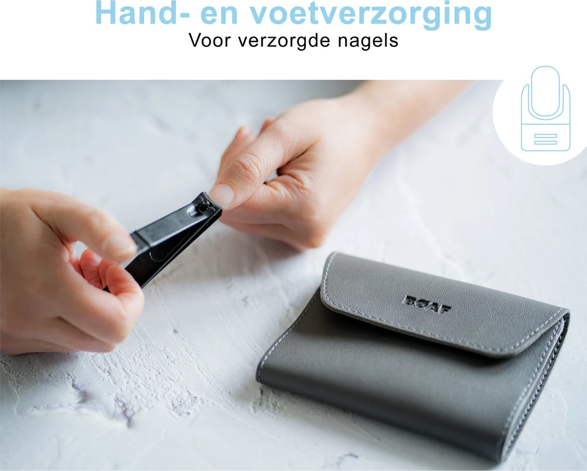 Luxe 16-delige | Manicure set | Met lederen opbergetui | Manicureset | Nagelknipper | Grijs Merkloos Luxe 16-delige | Manicure Set | Met Lederen Opbergetui | Manicureset | Nagelknipper | Grijs -Nagelbenodigdheden 1200x963 1