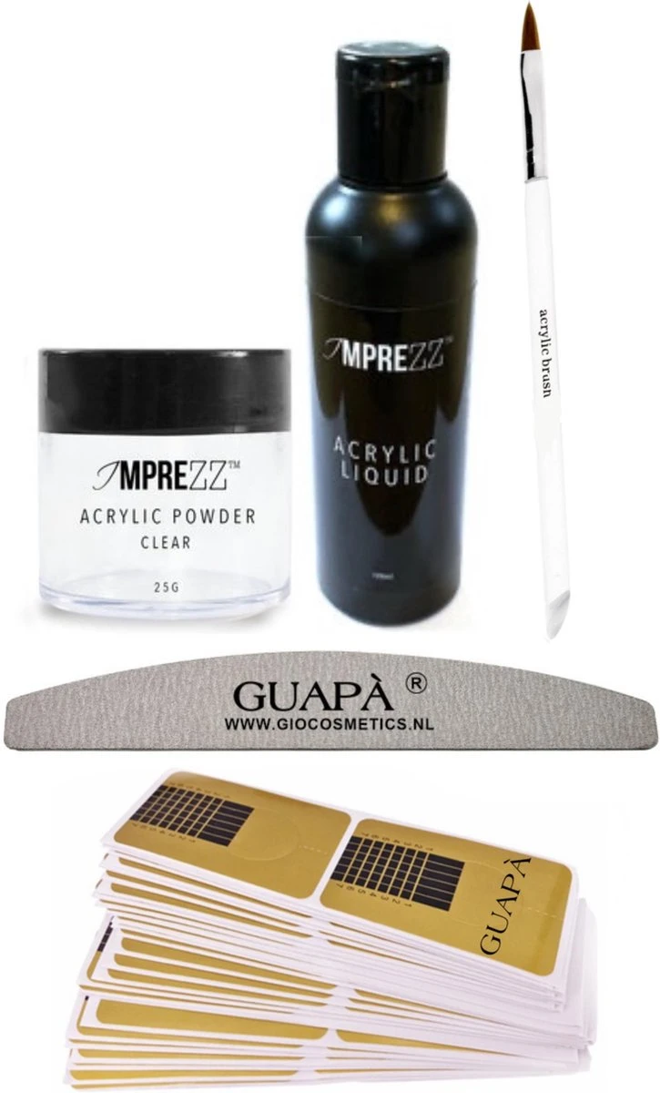 GUAPÀ® Acryl Nagels Starterspakket Easy voor het maken van prachtige Acrylic Nagels - Inclusief Acryl Poeder Clear, Acryl Vloeistof en Acryl Penselen GUAPÀ® Acryl Nagels Starterspakket Easy Voor Het Maken Van Prachtige Acrylic Nagels - Inclusief Acryl Poeder Clear, Acryl Vloeistof En Acryl Penselen -Nagelbenodigdheden
