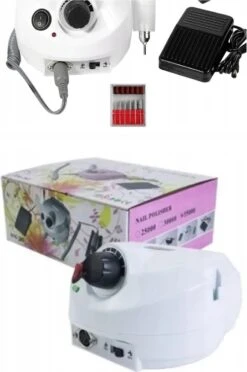 Merkloos Nagelfrees - Elektrische Nagelvijl - Wit - Inclusief Bitjes - 30.000 Rpm - Snelheidsregeling - Draairichting Tweezijdig - Hand En Voetpedaal - Nagelfreesmachine - Manicure En Pedicure - Complete Set - Nagelfrees Machine -Nagelbenodigdheden 796x1200