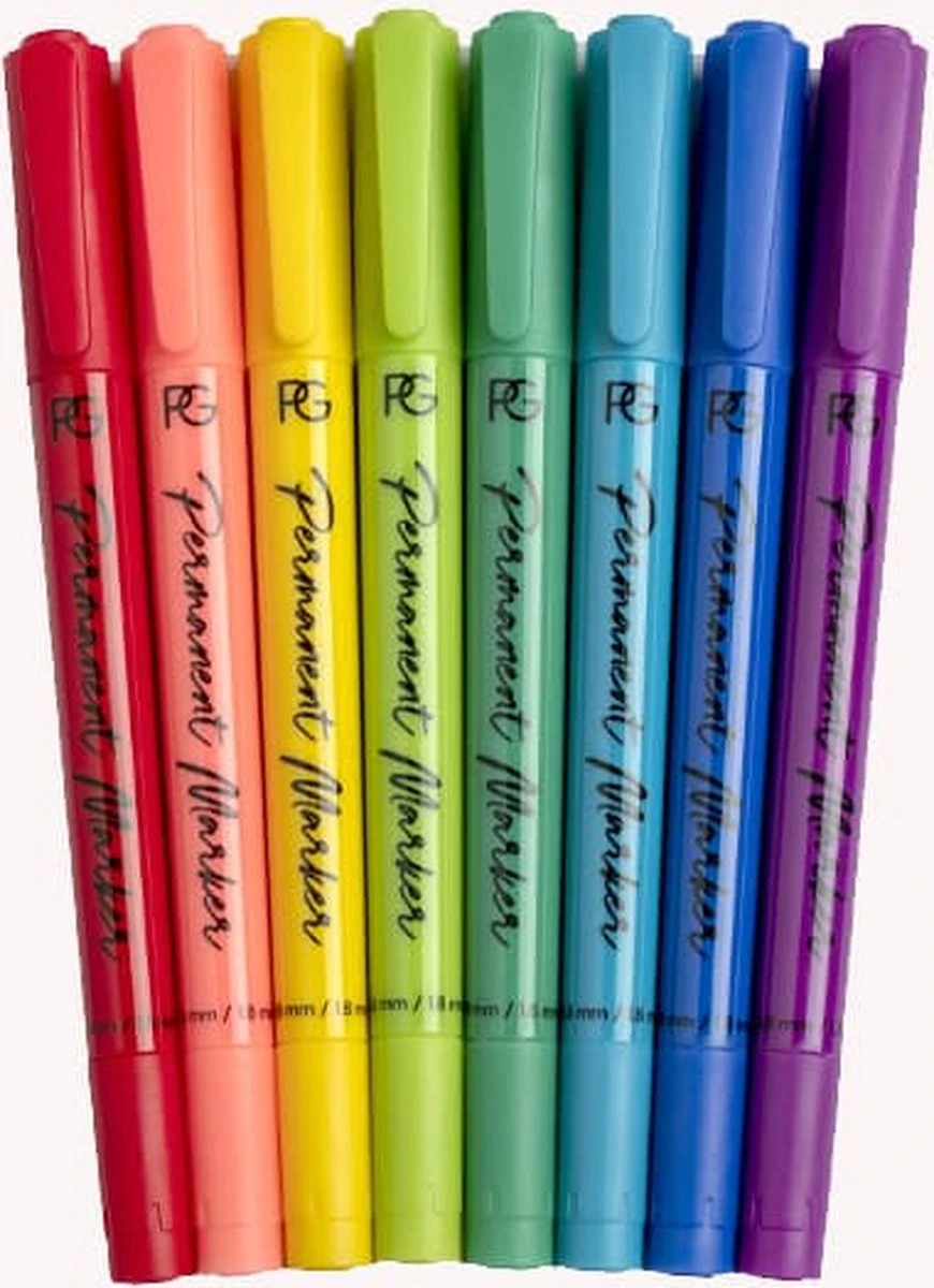 Pink Gellac - Permanent Marker Set - Nail-art pennen - Set van 8 regenboogkleuren - Waterproof Pink Gellac - Permanent Marker Set - Nail-art Pennen - Set Van 8 Regenboogkleuren - Waterproof -Nagelbenodigdheden